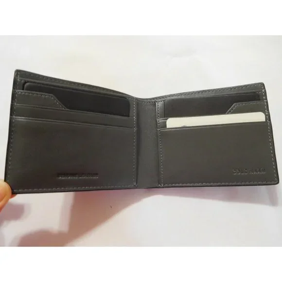 BLACK GREY COLE HAAN Bi fold Mens Wallet Men Leather NEW Credit Card Holder - Picture 8 of 8